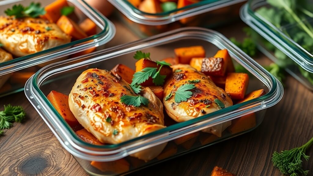 Easy Baked Chicken and Sweet Potato Meal Prep