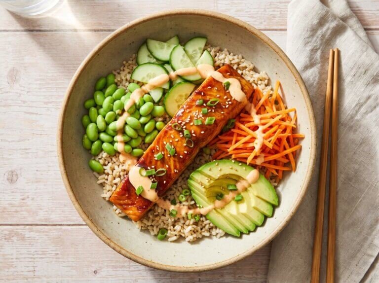 salmon rice bowl